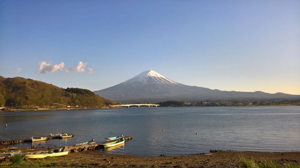 Mount Fuji with a clear sky.